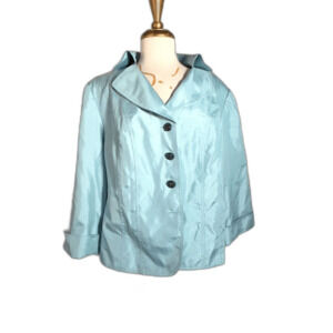 Dana Kay Blazer Size 16W Vintage Y2k Baby Blue Pearl Romantic Academia Jacket